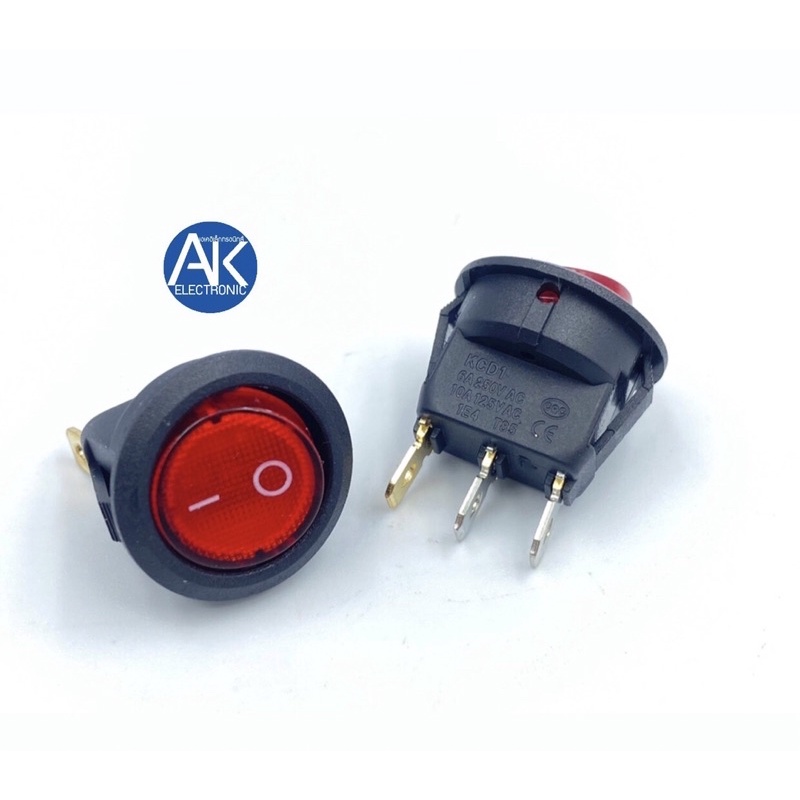 SMAC สวิตช์กลม แดง 220V (เปิด/ปิด) มีไฟ 3ขา (ON/OFF) 6A 250VAC ขนาด 20 มม. 2P 3P สวิตช์ switch เปิดปิด มีไฟโชว์