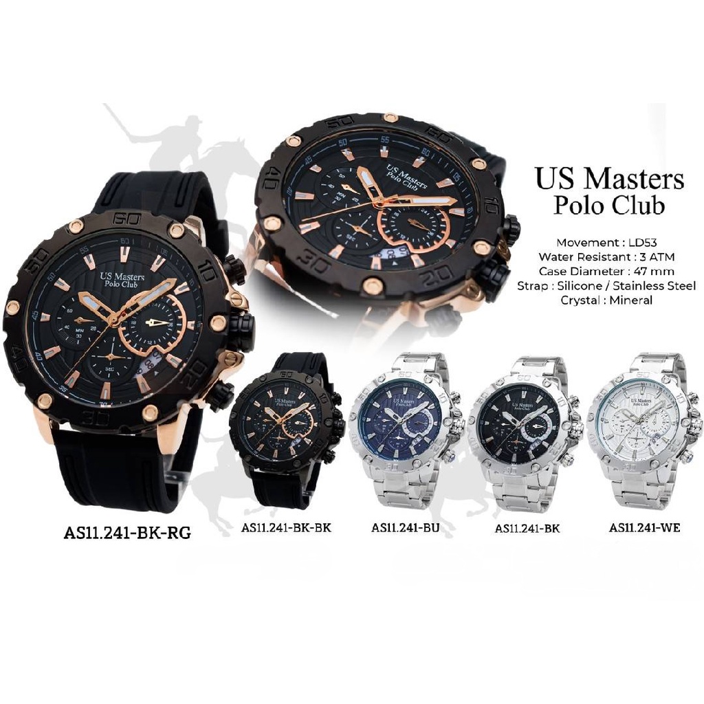 นาฬิกาข้อมือ US Master Polo Club นาฬิกาผู้ชายรุ่น AS11 นาฬิกาของแท้ กันน้ำ