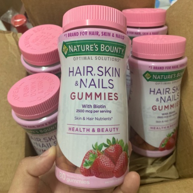 พร้อมส่ง Nature’s Bounty Hair Skin Nail gummies 80 ชิ้น รสสตรอเบอรี่
