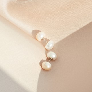 SWAN - Double Pearl Earring ต่างหูเงินแท้ ประดับมุกแท้ มุกน้ำจืด