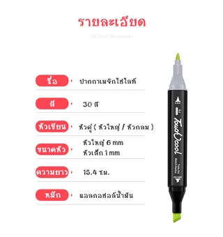 สีใช้ระบาย ใช้วาดรูประบายสี Paint Marker ปากกามาร์คเกอร์ 2 หัว เน้นข้อความได้ ปากกาเมจิก Paint-Marker-Set30สี