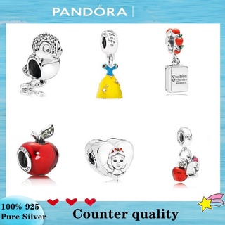 Pandora จี้เงิน 925 รูปสโนว์ไวท์ แอปเปิ้ล สีแดง ของขวัญวันเกิด สําหรับสุภาพสตรี DIY p825