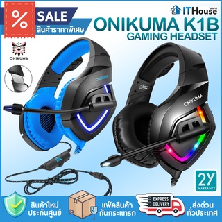 🌈ONIKUMA K1B🎧หูฟังสำหรับเกมมิ่ง 3.5MM แบบครอบหัวพร้อมไมโครโฟน มีไฟ RGB สวยงามสำหรับ PC/Mobile/PS4/XBOX/Nintendo-SW