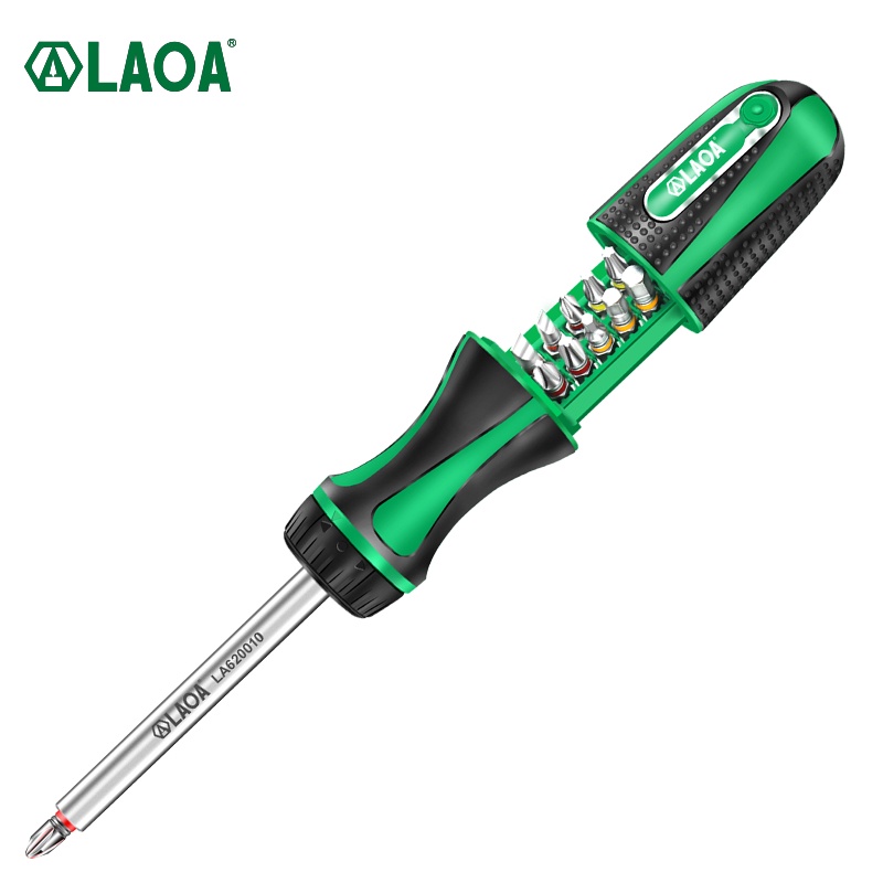 LAOA 10 in 1 Ratchet Screwdriver Set 10pcs S2 Phillips Slotted Torx Hexagon Screwdriver Bits 48T 20N