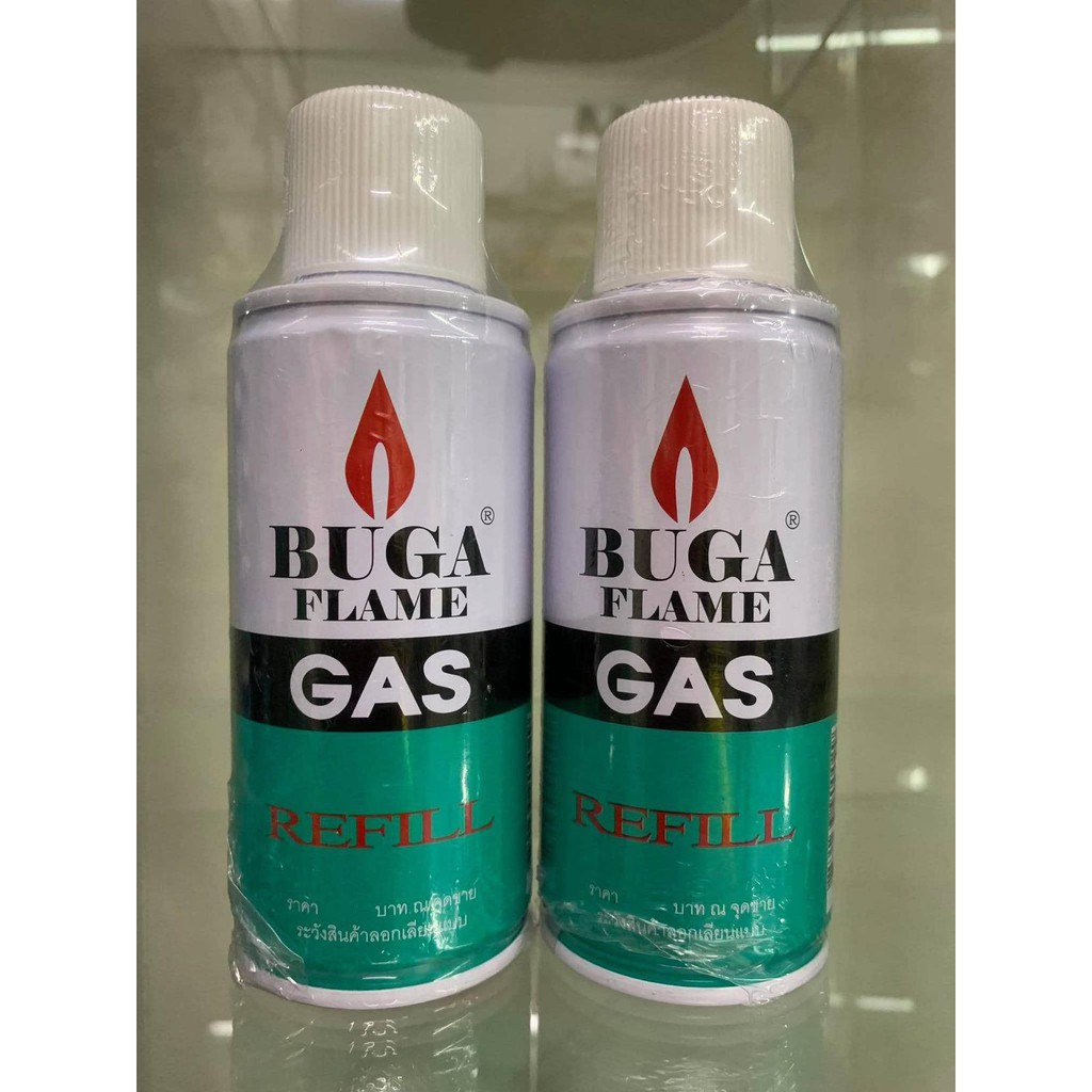 แก๊สเติมไฟแช็ค 130 กรัม (2 กระป๋อง) BUGA GAS REFILL