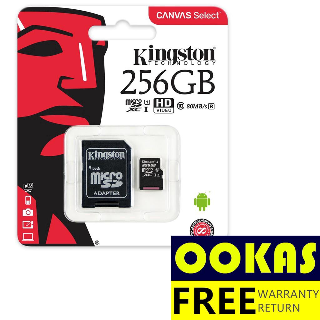 การ์ดหน่วยความจําการ์ดหน่วยความจํา Kingston Class 10 80 Mb / S 16 Gb / 32 Gb / 64 Gb / 128 Gb / 256 Gb Micro Sd Msd