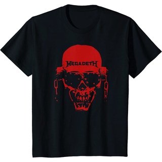 คอลูกเรือเสื้อยืดคอกลมเสื้อยืด คอกลม ผ้าฝ้าย พิมพ์ลาย Megadeth – Red Vic Head แฟชั่นฤดูร้อน สําหรับผู้ชายผ้าฝ้ายแท้