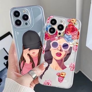 เคสโทรศัพท์มือถือ TPU ใส ทรงสี่เหลี่ยม กันกระแทก ลายดอกไม้ สําหรับ Xiaomi Redmi Note 11 12 Pro 5G 11S 10 Pro 4G 10S Redmi 12C 11A 10C 9C