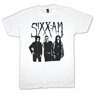 เสื้อยืดลําลอง สําหรับผู้ชาย แขนสั้น คอกลม พิมพ์ลาย Sixx A.M. Stand Up Tour White Official Band Merch AM 539414