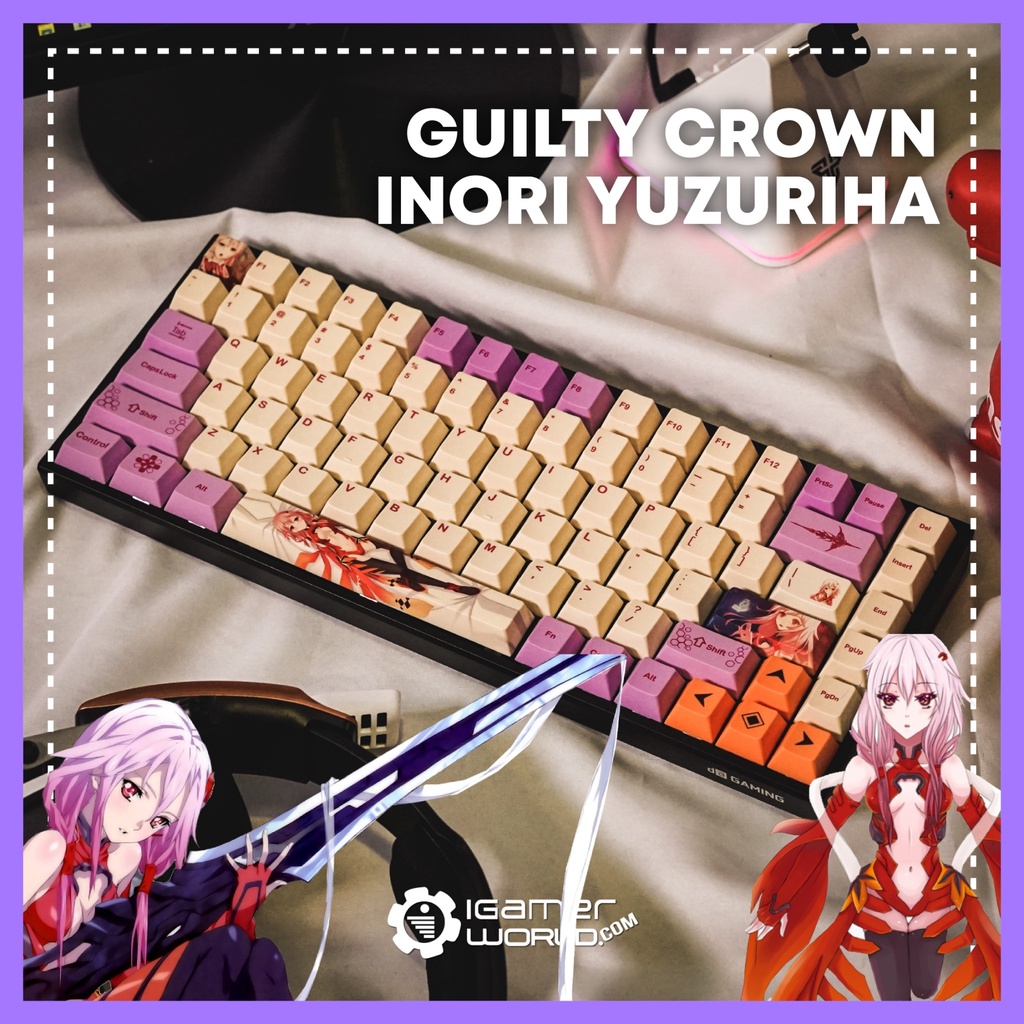 Keycaps Guilty Crown Inori Yuzuriha PBT Dyesub สําหรับคีย์บอร์ดแบบกลไก