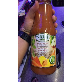 Vita Carrot Peach Apple Juice  No Sugar added น้ำแอปเปิ้ลผสมเนื้อแครอทและเนื้อพีช 1 Lt