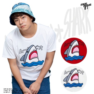 MUUNIQUE JP.T-Shirt Embossed 3D เสื้อยืดปัก รุ่น Angry Shark 3D