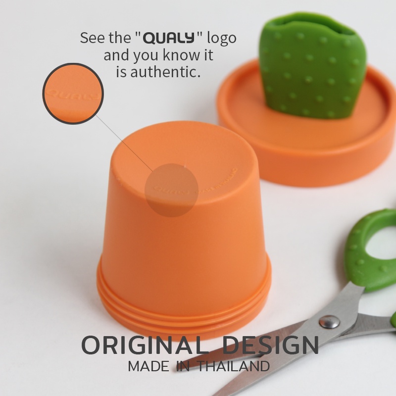 Cactus Scissors / Container กรรไกร ดีไซน์ ต้นกระบองเพชรแบบมีถ้วยเก็บคลิบหนีบกระดาษ Qualy (ควอลี่)