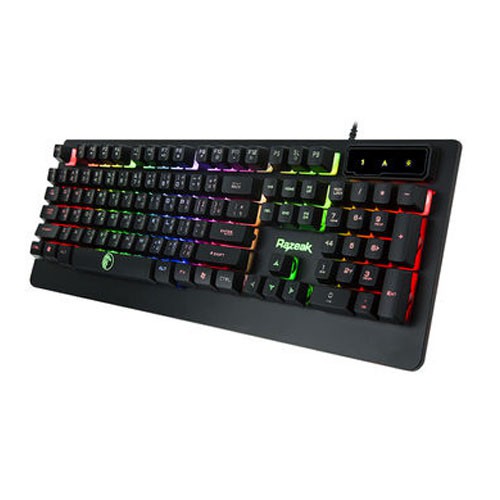 Razeak คีย์บอร์ด เกมมิ่ง มีไฟ Gaming Keyboard rainbow backlight KG8702 Black (สีดำ)