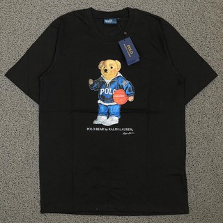 เสื้อเชิ้ตโปโล RALPH LAURENT BEAR ลายหมีบาสเก็ตบอล ABU สีดํา