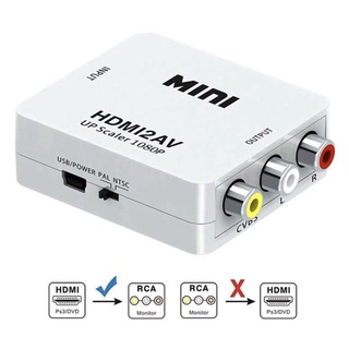 ตัวแปลง เอชดีเอ็มไอ HD to AV Converter (1080P) แปลงสัญญาณภาพและเสียงจาก HD เป็น AV (สีขาว)