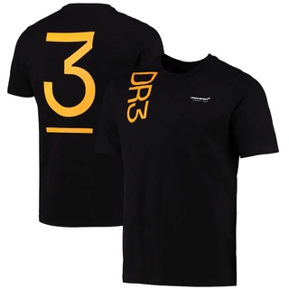 คอลูกเรือเสื้อยืดแขนสั้นลําลอง พิมพ์ลายทีมแข่งรถ McLaren Daniel Ricciardo Lando Norris F1 สีดํา สีส้ม แฟชั่นฤดูร้อน สําห