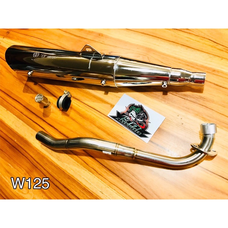 ท่อผ่า เลสดัด ปลายชุบ W125 R S i บังลม คอเลส แท้ ก.นต.