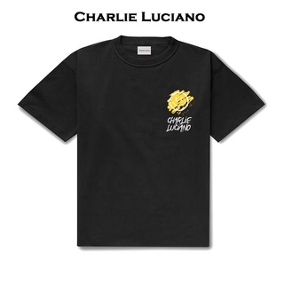 Tee เสื้อยืดครอป Charlie Luciano เสื้อยืดคอกลม แขนสั้น พิมพ์ลายหน้ายิ้ม สําหรับผู้ชาย และผู้หญิง