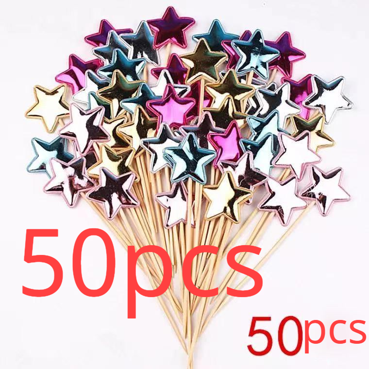 50ชิ้น/เซ็ตที่มีคุณภาพสูงห้าดาวเค้กตกแต่งงานแต่งงานคัพเค้กตกแต่งเค้ก