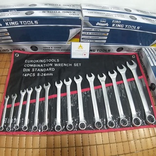 Euro King Tools  ประแจแหวนข้าง-ปากตาย 14 ตัวชุด  8-24 มม. แท้ 100% รวม14 ชิ้น