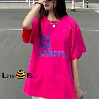 littlebee🍄2337เสื้อยืดโอเวอร์ไซส์ผู้หญิง เสื้อยืดคอกลมสีขาว（oversized T-shirt）