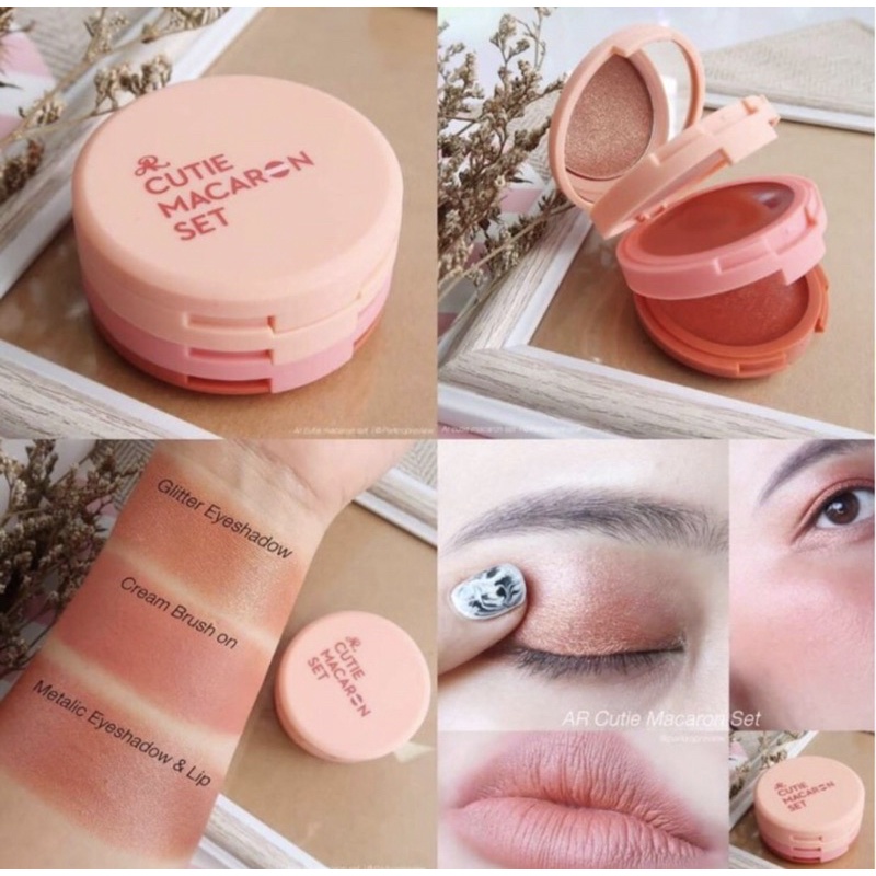 Cutie macaron set บลัชออน 3in1  AR cutie 11.2g