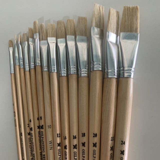 ภู่กันทาสี พู่กันทาสี ขนสีขาว ปากแบน  ขนนุ่ม แพ็ค 1 ชิ้น