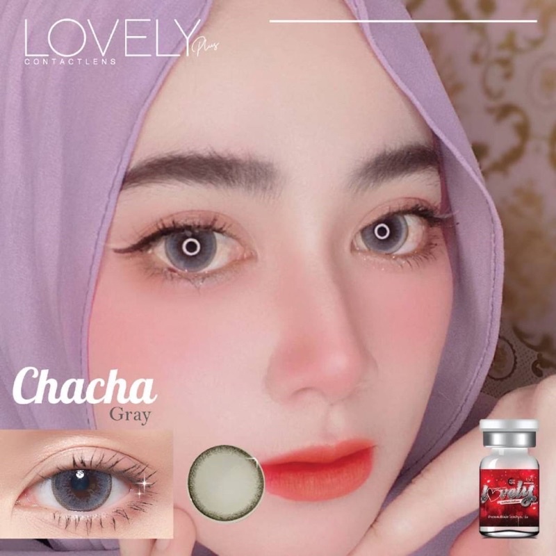 chacha love gray รุ่นตัดขอบสีเทาฉ่ำนัว ขนาดโตกว่าตา ใส่สวย