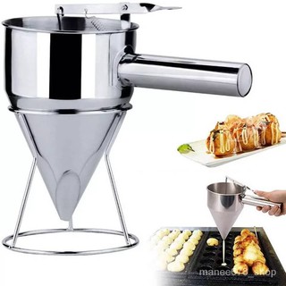 ที่หยอดแป้ง Waffle Pancake Batter Dispenser Funnel Octopus Balls Tools Meatball Funnel with rack fishball tool