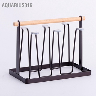 Aquarius316 ราวตากผ้า ด้ามจับไม้ 6 ตะขอ ประหยัดพื้นที่ 13X23.5X18.5 ซม. สําหรับบ้าน ออฟฟิศ