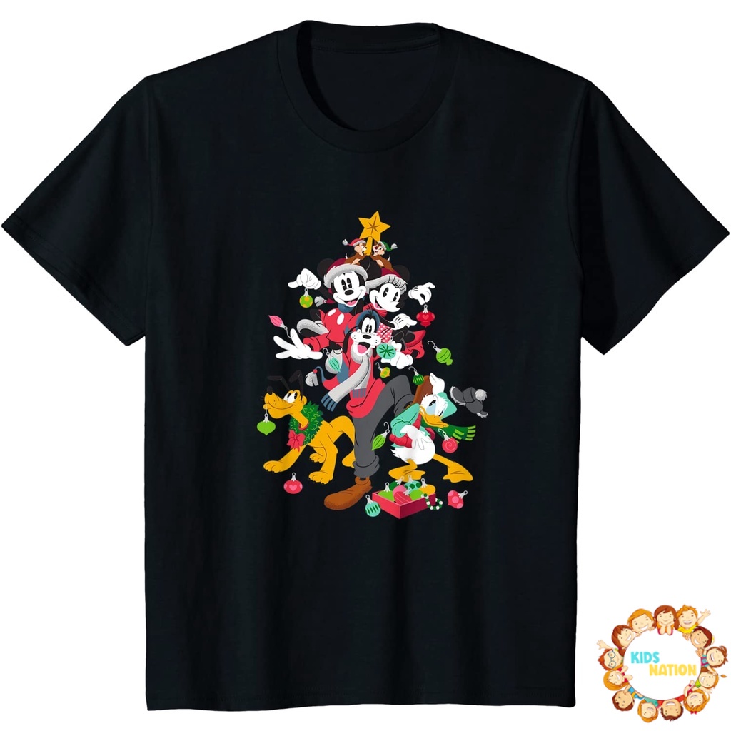 เสื้อผ้าเด็กดิสนีย์มิกกี้มินนี่ กูฟฟี่ พลูโตชิปเดลต้นคริสต์มาสเสื้อยืดเด็กเสื้อผ้าแฟชั่นเด็กแฟชั่น เสื้อยืด เด็กท็อปส์เด็กเสื้อผ้าสาวอ