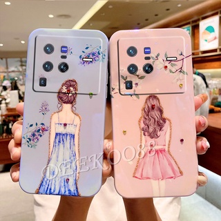 เคสโทรศัพท์มือถือ วีโว่ VIVO X80 / X80 Pro / X70 / X70 Pro 5G Smartphone Casing Cute Lovely Cartoon Phone Case Bling Girl Goddess Back View Casing Pink Back Cover VIVOX80 X80Pro