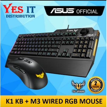 [ชุดคอมโบ] ASUS TUF GAMING K1 RGB KEYBOARD + ASUS TUF GAMING M3 WIRED RGB GAMING MOUSE (P305) + PAD 