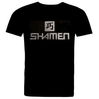 เสื้อยืดโอเวอร์ไซส์Shamen Band En-Tact 91 โลโก้ในพิมพ์กราไฟท์เมทัลลิก เสื้อยืด สีดําS-3XL