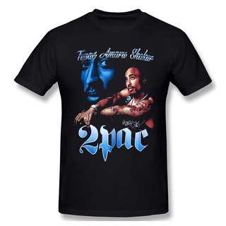 เสื้อยืดวินเทจเสื้อยืดคอกลม ผ้าฝ้าย พิมพ์ลาย Tupac Shakur สไตล์วินเทจ แฟชั่นสําหรับผู้ชาย 2 ชิ้นS-3XL