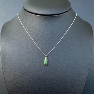 สร้อยคอเงินแท้พร้อมจี้ "กรีนทัวมาลีน" Green Tourmaline Crytal with 925 Silver Necklace