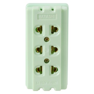 ปลั๊กเสียบ 5 ที่ 2 ขากลมแบน HATASHI PLUG ADAPTER 5 OUTLETS HAT