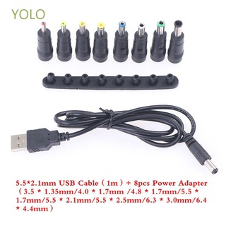 Yolo 5.5x2.1 มม. Dc อะแดปเตอร์พาวเวอร์ซัพพลาย 8 ชิ้น Usb To Dc แจ็คเสียบอินเตอร์เน็ตไฟฟ้าเชื่อมต่อสายไฟ 8 ชาย