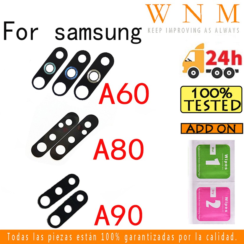 สําหรับ Samsung Galaxy A60 A80 A805F A90 เลนส์กล้องด้านหลังฝาครอบกาวเปลี่ยน + pgatina adhesiva
