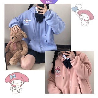 เสื้อโค้ทกันหนาว มีฮู้ด ลายการ์ตูนอนิเมะ Kawaii Kuromi Cinnamoroll My Melody Sanrio Jk สําหรับเด็กผู้หญิง 2022 [RAIN]