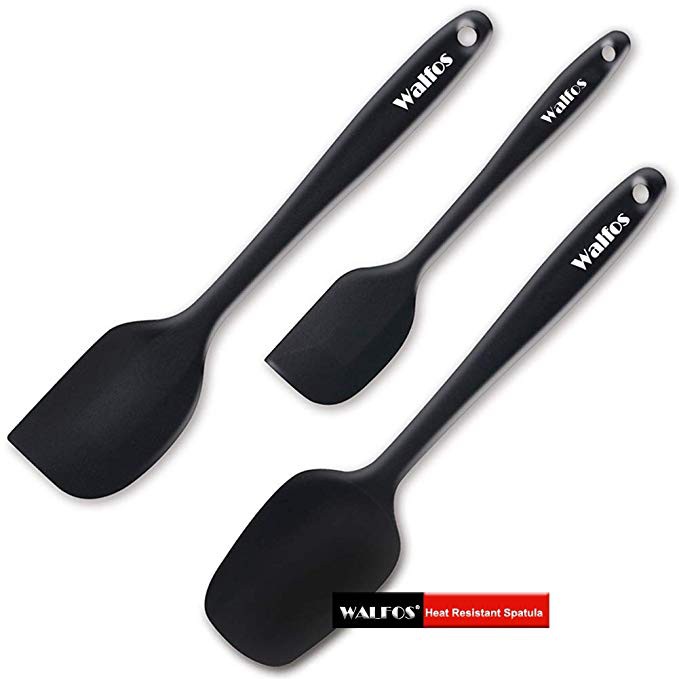 Walfos 3ชิ้น มืออาชีพอาหารเกรดซิลิโคนไม้พายชุดทนความร้อนไม่มีรอยต่อยางspatulas