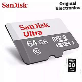 ของแท้ ประกัน 7 ปี Micro SD 64GB Class 10 SanDisk ULTRA (80MB/s.) SDSQUNS-064G-GN3MN