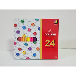 ดินสอสีสะท้อนแสงคอลลีน สีไม้แท่งยาว 24 สี/กล่อง Colleen24 Neon Collored Pencils สีไม้คุณภาพดีจากประเทศญี่ปุ่น ของแท้100%