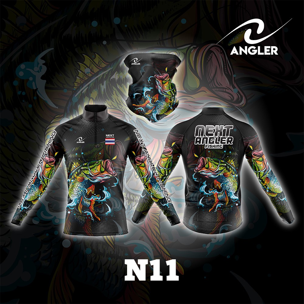 เสื้อตกปลา Angler Fishing ป้องกัน UV พร้อมผ้าบัฟ(คละลาย) N11-N15