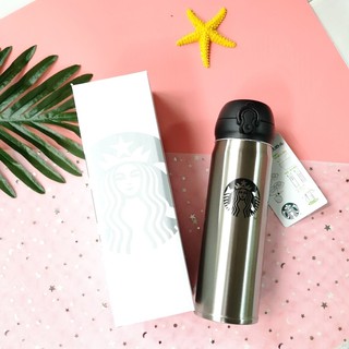 Starbucks Thermos CUP Vacuum Flasks Stainless Steel tumbler White logo Sliver 500ml.