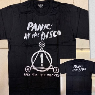 เสื้อยืดแขนสั้น rock band panic at the disco สีดํา