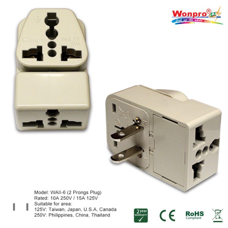 WONPRO Travel Adapter 2 Ways - WAII-6
