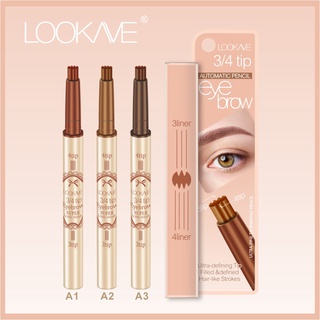 LOOKAVE 3/4 tip eyebrow automatic pencil (LK-38e) ดินสอเขียนคิ้วออโต้ 4 มิติ มาในรูปแบบแบบเส้นต่อเส้น 3-4 Linerติดทนนาน