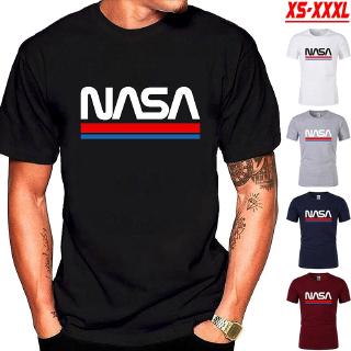 เสื้อยืดแขนสั้นพิมพ์ลาย NASA แฟชั่นสำหรับผู้ชาย